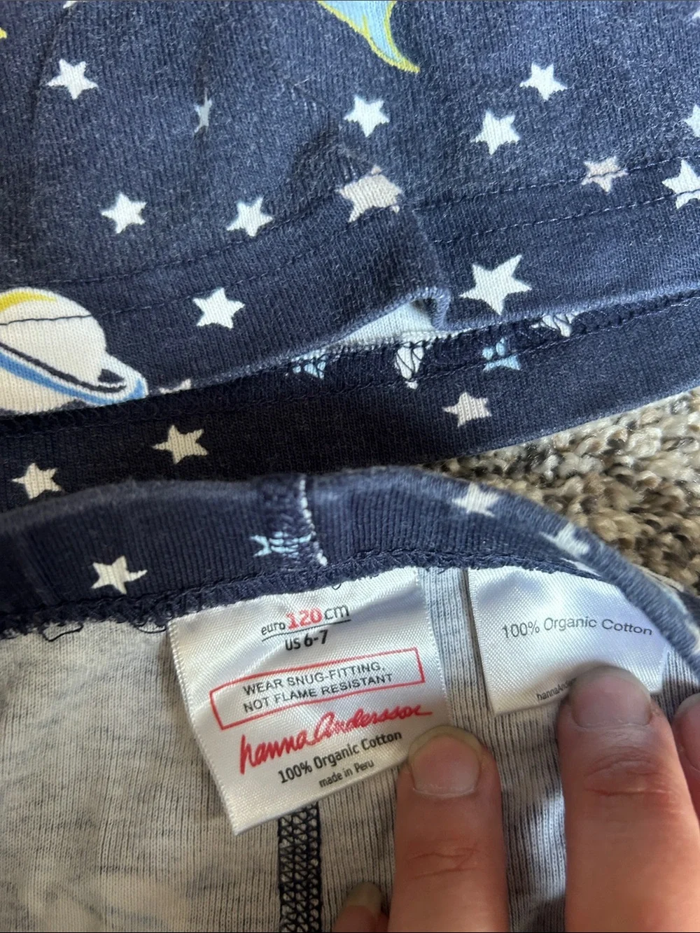 Hanna Andersson Navy Rocket & Planet Pajama Set with Light Blue Trim